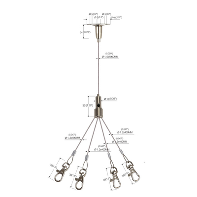 کیت تعلیق کابل سیمی آویز گلدان نوع چنگال Indoor YW-86022