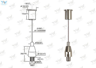 Self Locking Single String Light Suspension Kit , 1.5 Mm Stainless Steel Wire Hanging Kit