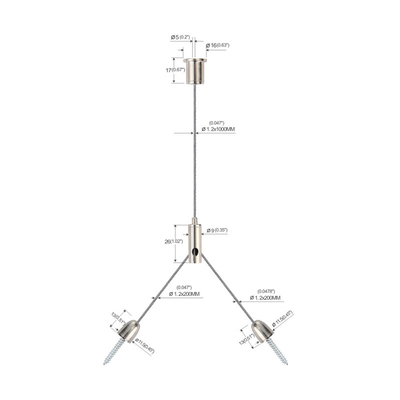 کیت آویز چنگال سبک High Bay، کیت تعلیق سیم نیکل اندود برنجی YW-86023