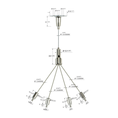 کیت آویز چنگال سبک High Bay، کیت تعلیق سیم نیکل اندود برنجی YW-86023