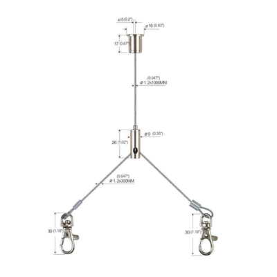 سیستم آویزان نور پنل LED شکل Y با قلاب خرچنگ YW-86021