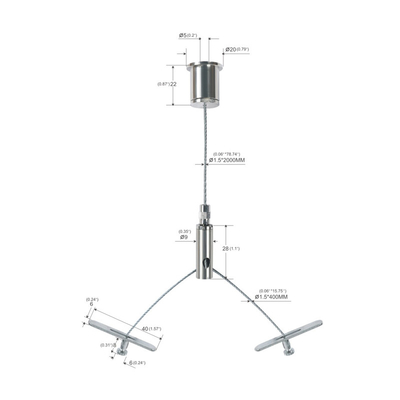 طناب سیمی آویزان Y شکل سنگین YW-86054 برای چراغ های LED High Bay