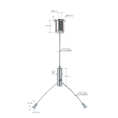 طناب سیمی آویزان Y شکل سنگین YW-86054 برای چراغ های LED High Bay