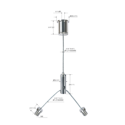 طناب سیمی آویزان Y شکل سنگین YW-86054 برای چراغ های LED High Bay