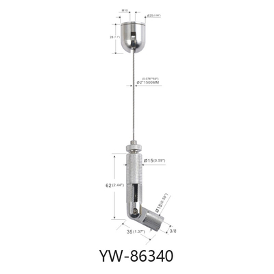 چراغ های ال ای دی کابل سیستم تنظیم با 1.2mm پیچ در سیم 600mm طول تنظیم قابل پایان